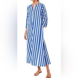 Pomander Place 100% Cotton Blue and White Long Sleeve Dress Size Small